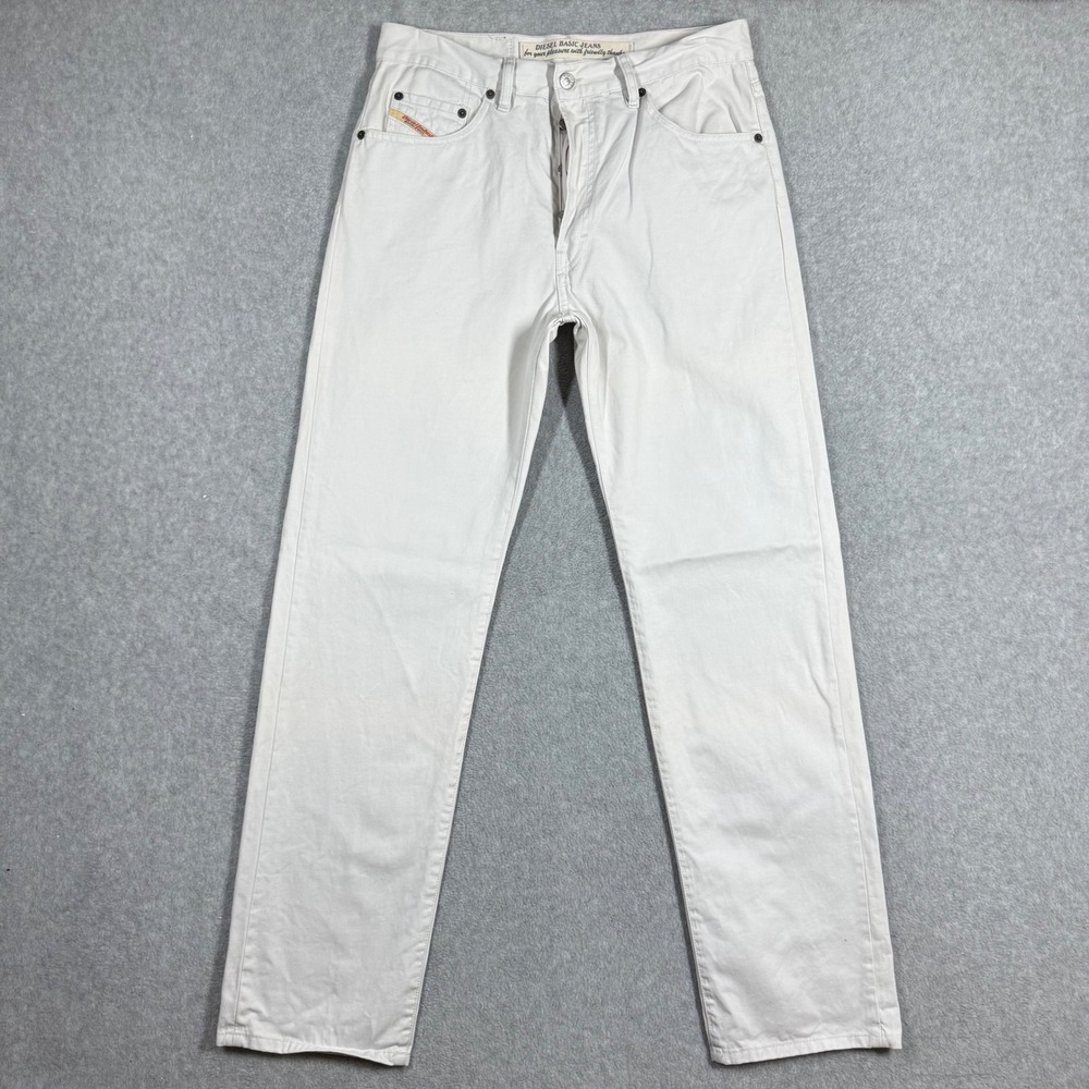 Diesel Keetar Jeans Mens 32x33 White Straight Leg Made In Italy Vintage
